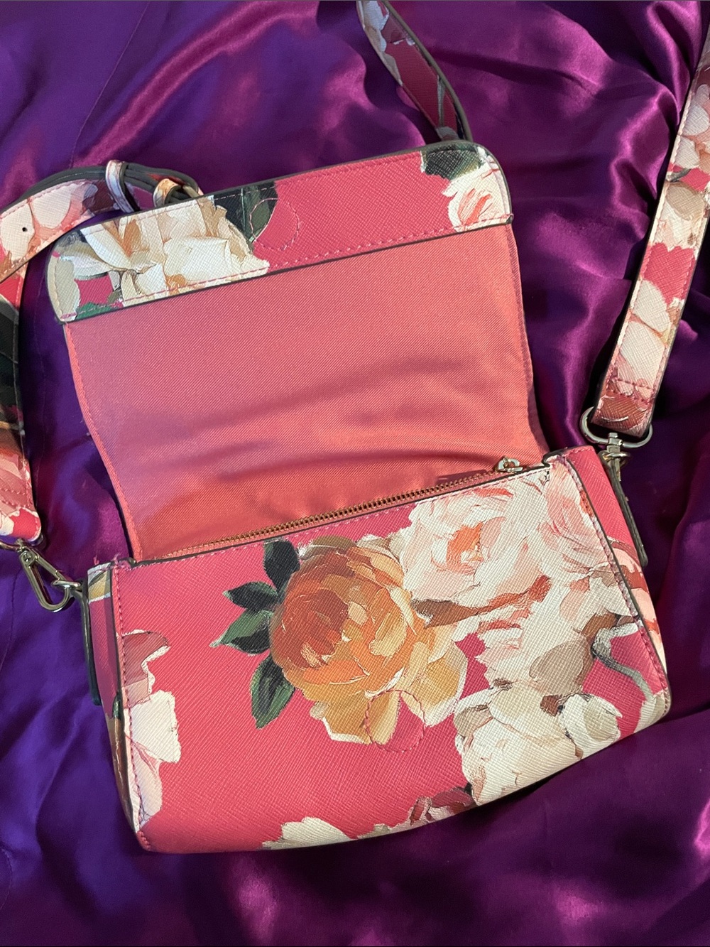 Floral Pink Crossbody Bag - Small Convertible Shoulder Bag Indigo